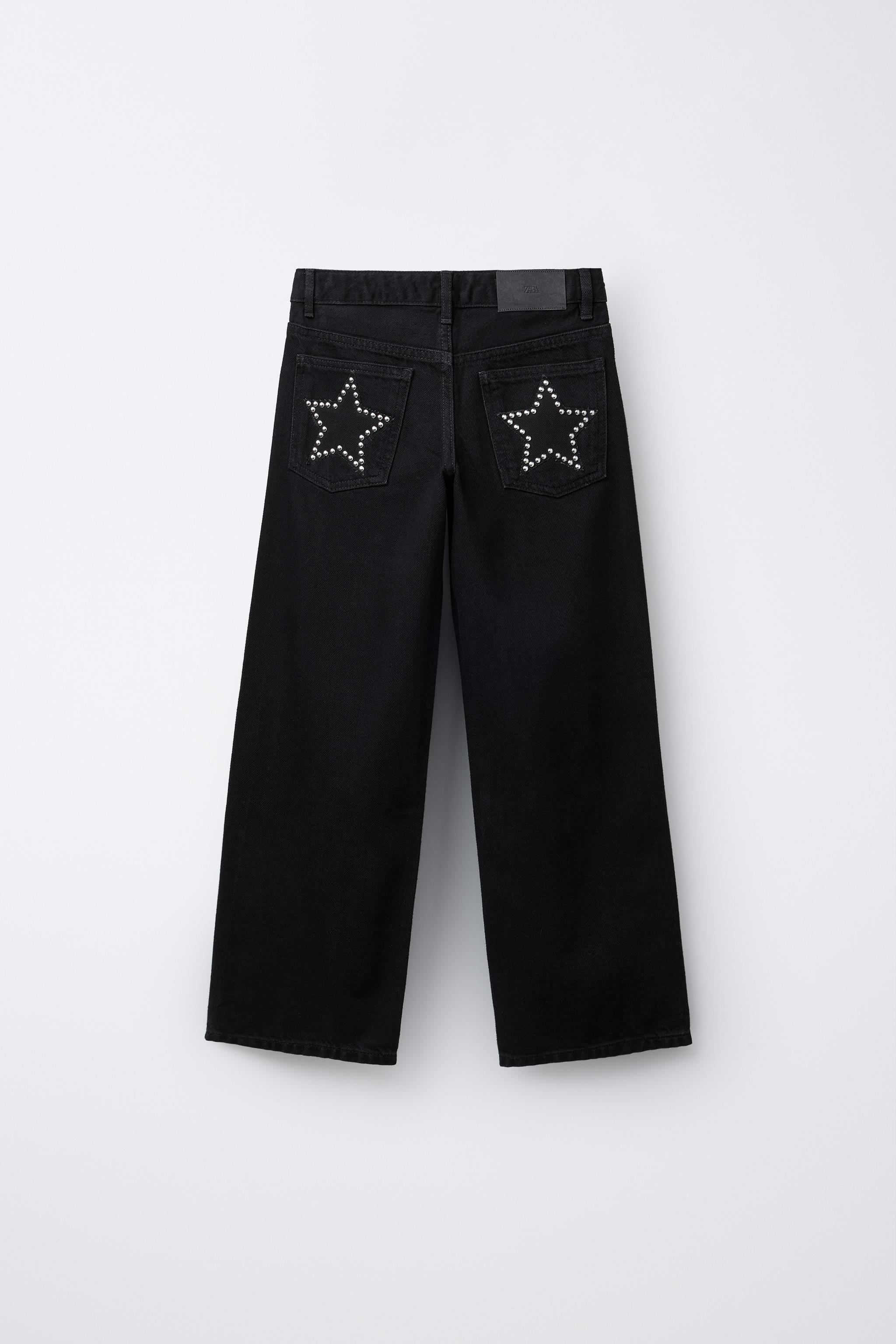 WIDE LEG STAR STUD JEANS